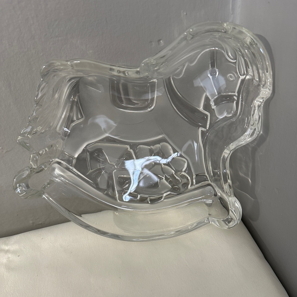 Mikasa Clear Glass Rocking Horse Candy Dish 7”
